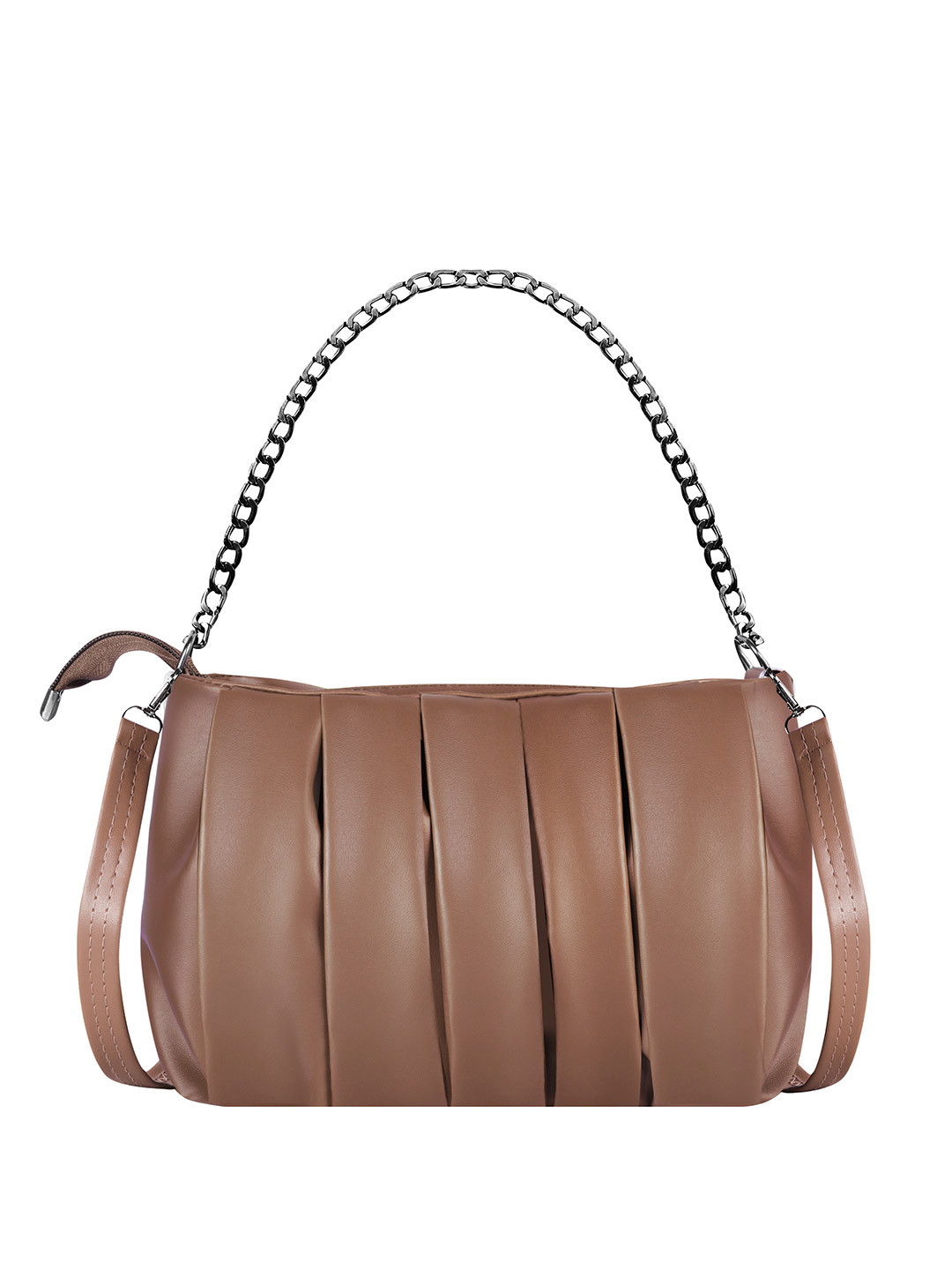 LOREM Brown Designer Faux Leather Textured Handheld Bag For Women And Girls