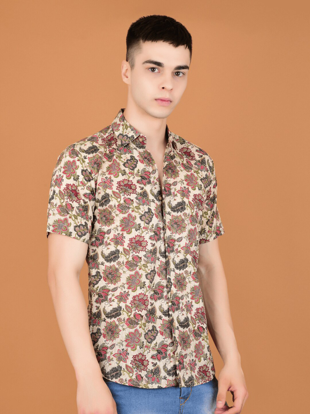 Boholyfe Men Comfort Froral Printed Regular Fit Casual Shirt