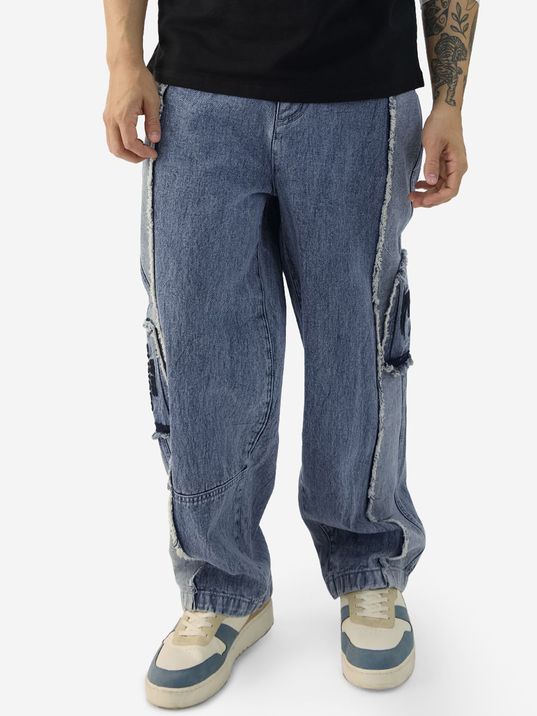 The Souled Store Men Relaxed Fit Spider-Man Embroidered Stretchable Jeans