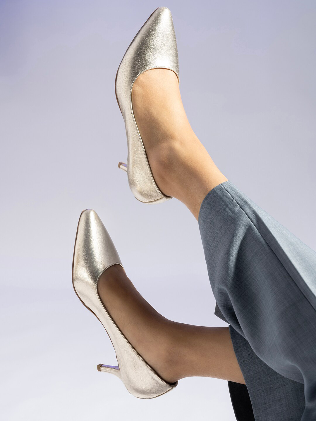 MIORAH Leather Kitten Heeled Pumps