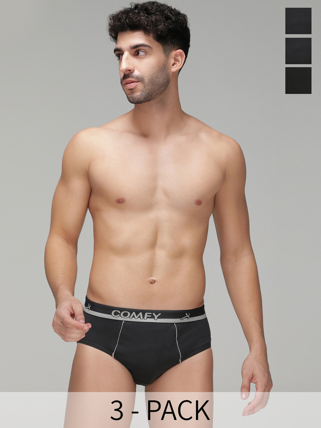 AMUL COMFY Pack Of 3 Mid Rise Pure Cotton Basic Briefs AC-CBRIOE-OL-CH-RW-S-3PC