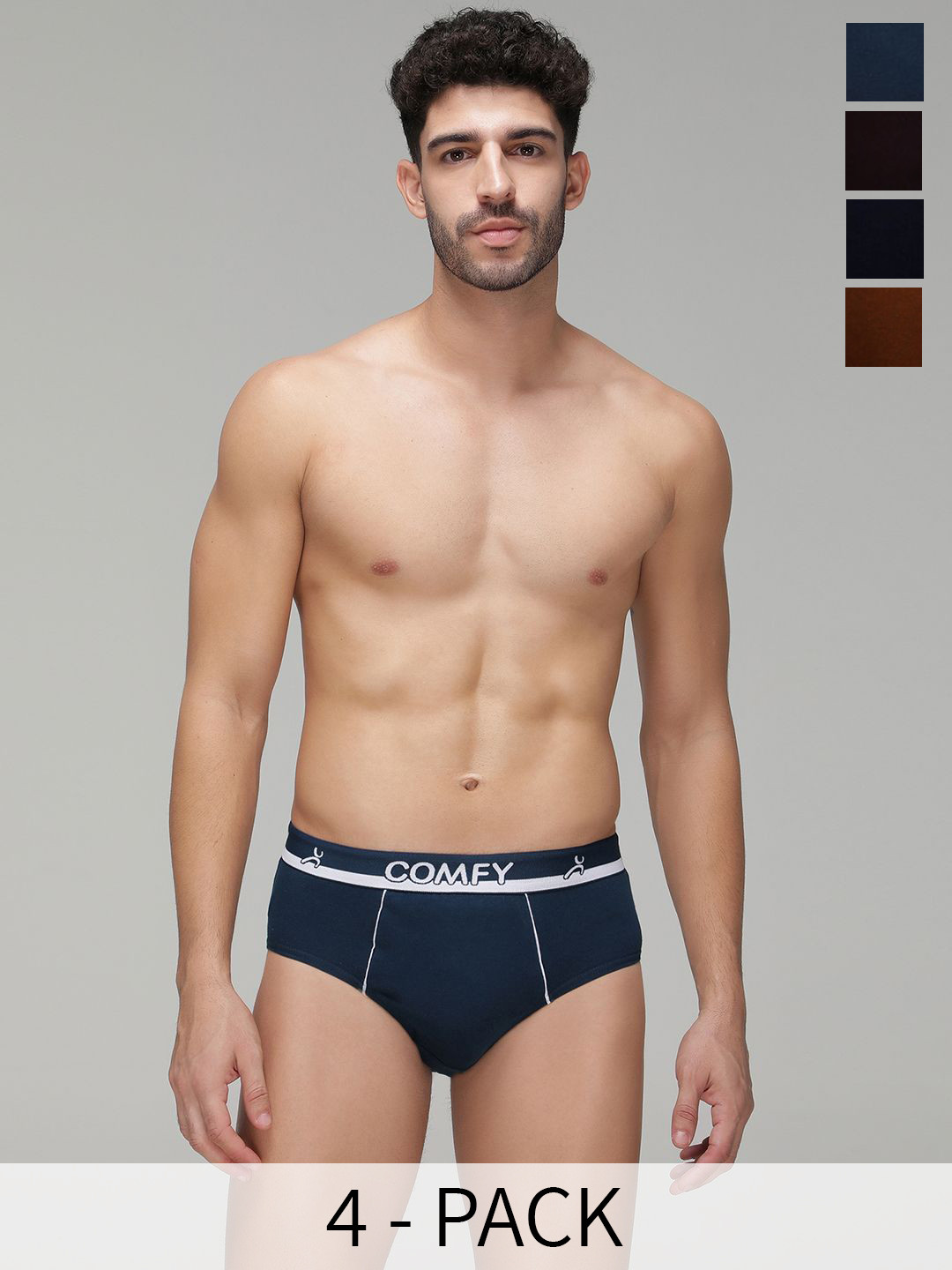 AMUL COMFY Pack Of 4 Pure Cotton Briefs AC-CBRIOE-AF-CB-NY-LBR-XL-4PC