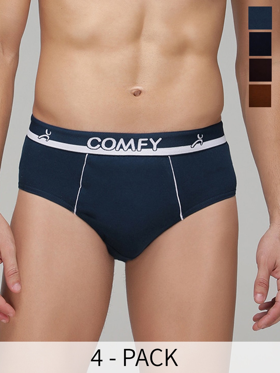 AMUL COMFY Pack Of 4 Mid Rise Pure Cotton Basic Briefs AC-CBRIOE-AF-CB-NY-LBR-S-4PC
