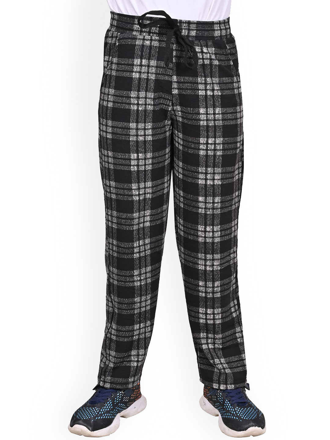 BAESD Boys Two Pocket Checked Dry-Fit Track Pants