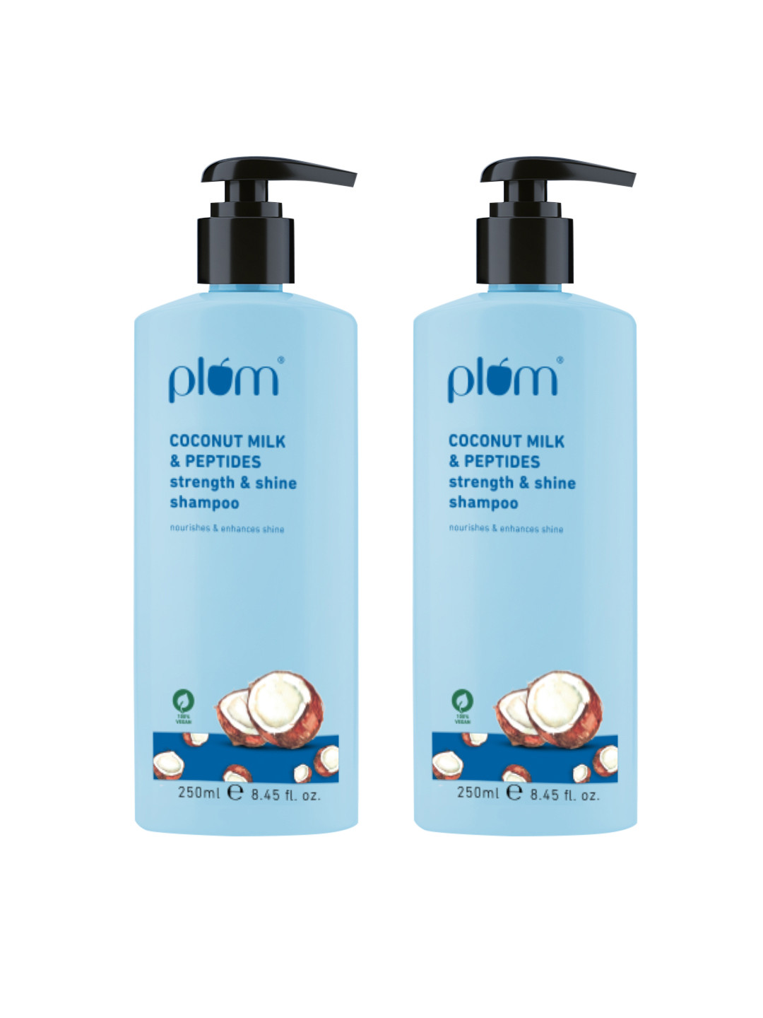 Plum Set of 2 Coconut Milk & Peptides Strength & Shine Shampoo - 250ml each