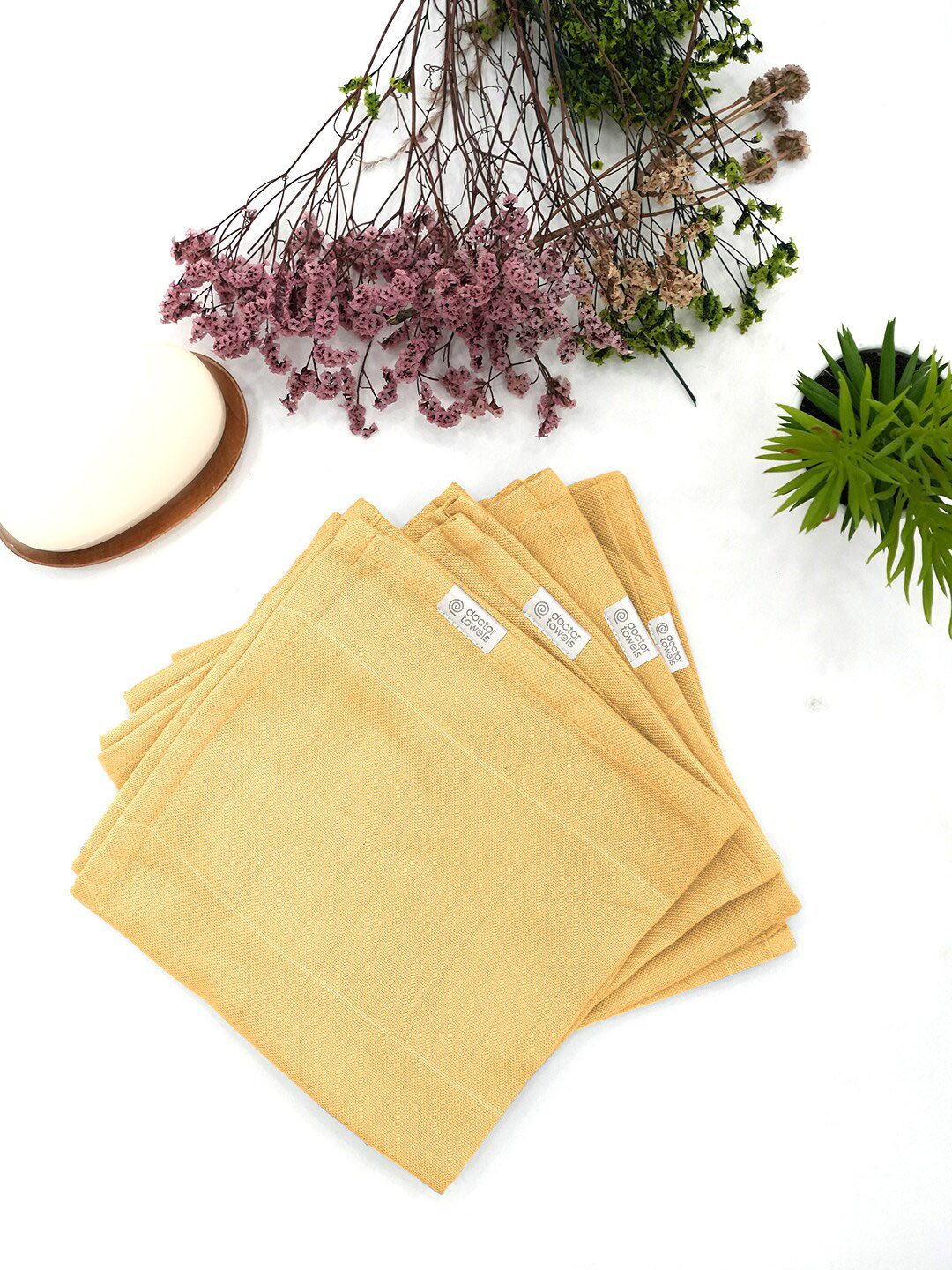 Doctor Towels Brown Solid 480GSM Set of 4 Anti-Bacterial Aloevera Handkerchief