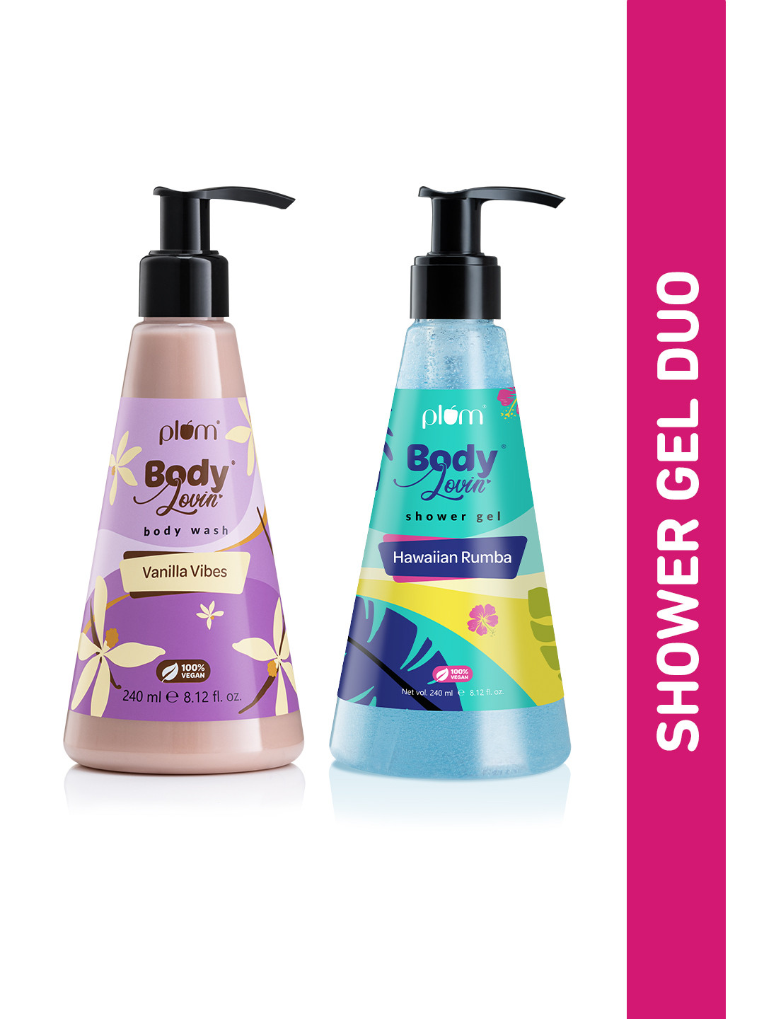 Plum Set of BodyLovin Vanilla Vibes & Hawaiian Rumba Shower Gel - 240ml each