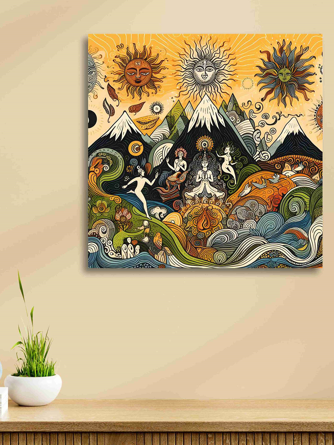 Aura Orange & Green Abstract Paintings Wall Art