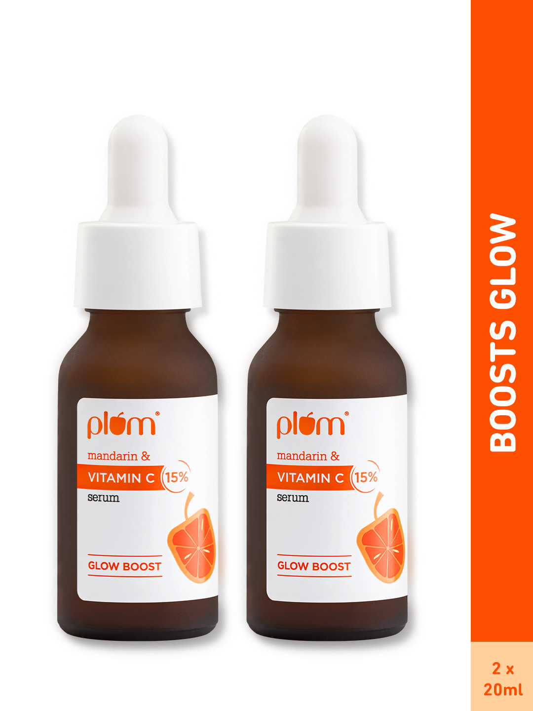 Plum Set of 2 15% Vitamin C Glow Face Serum To Fight Dark Spots & Pigmentation - 20ml each
