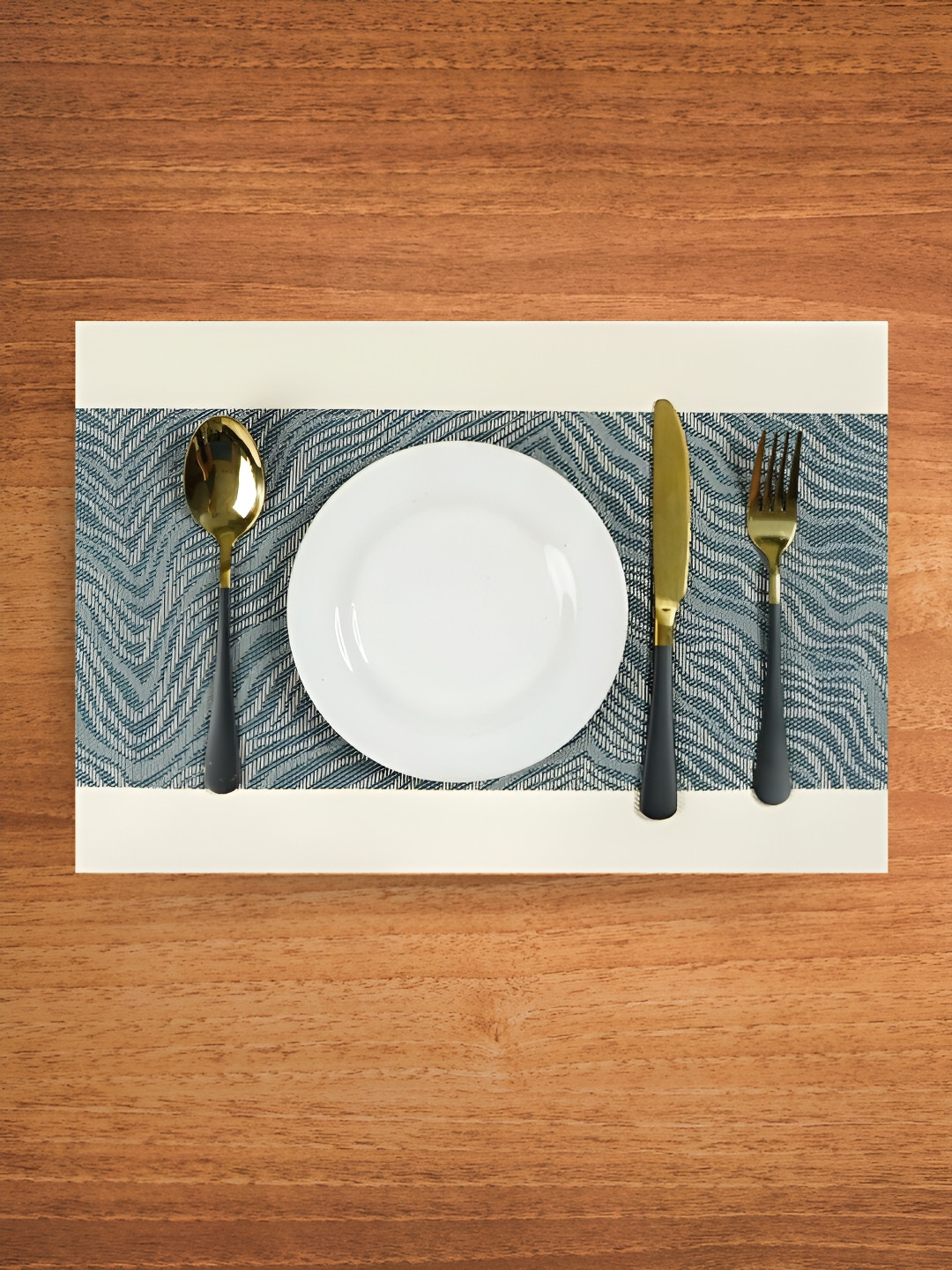 YELONA Navy Blue 10 Pieces Printed Rectangular Table Placemats