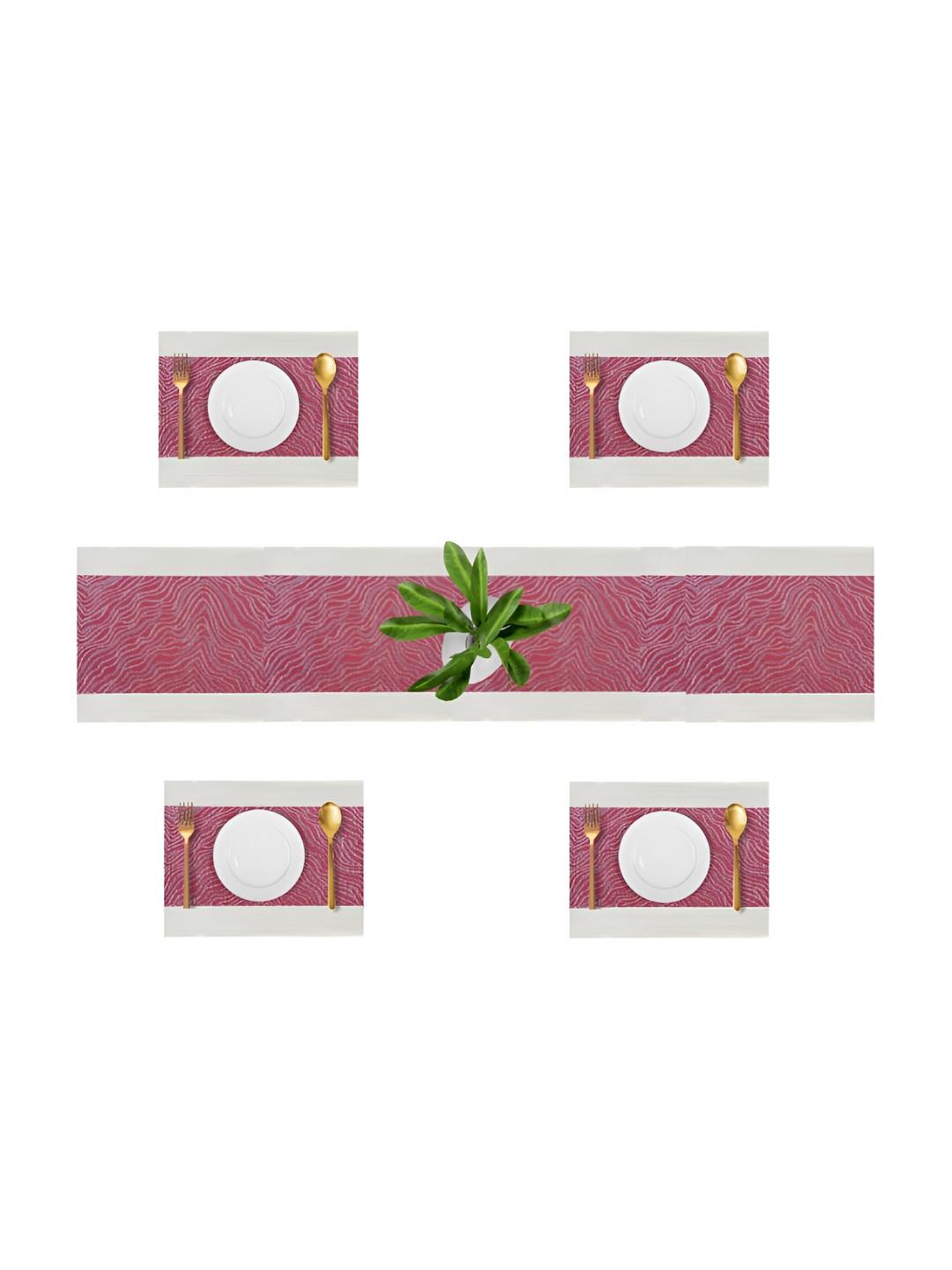 YELONA Red 5 Pieces Self-Design Table Placemats & Runner
