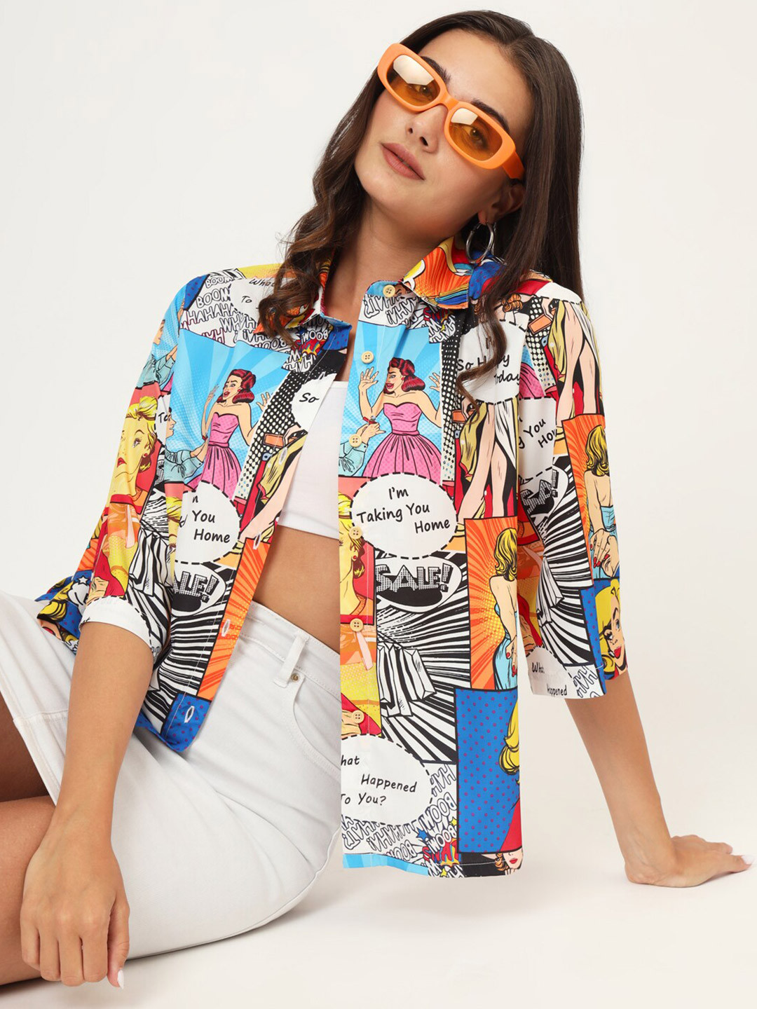 CHARMGAL Classic Graphic Printed Oversize Casual Shirt
