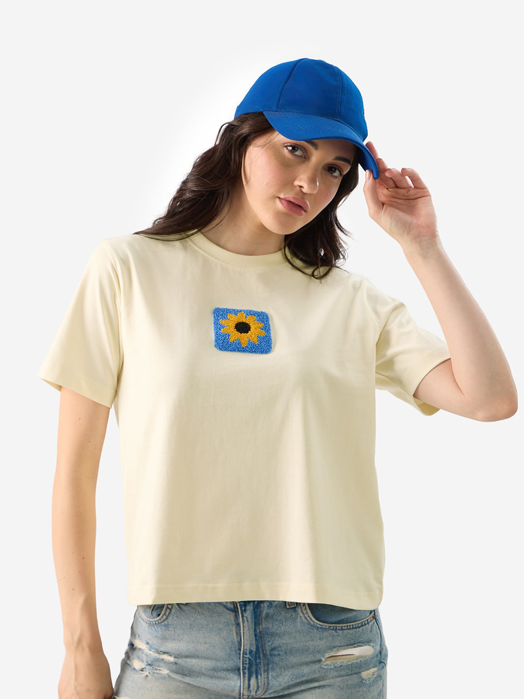The Souled Store Women Follow The Sun Off-White Relaxed Fit T-Shirts