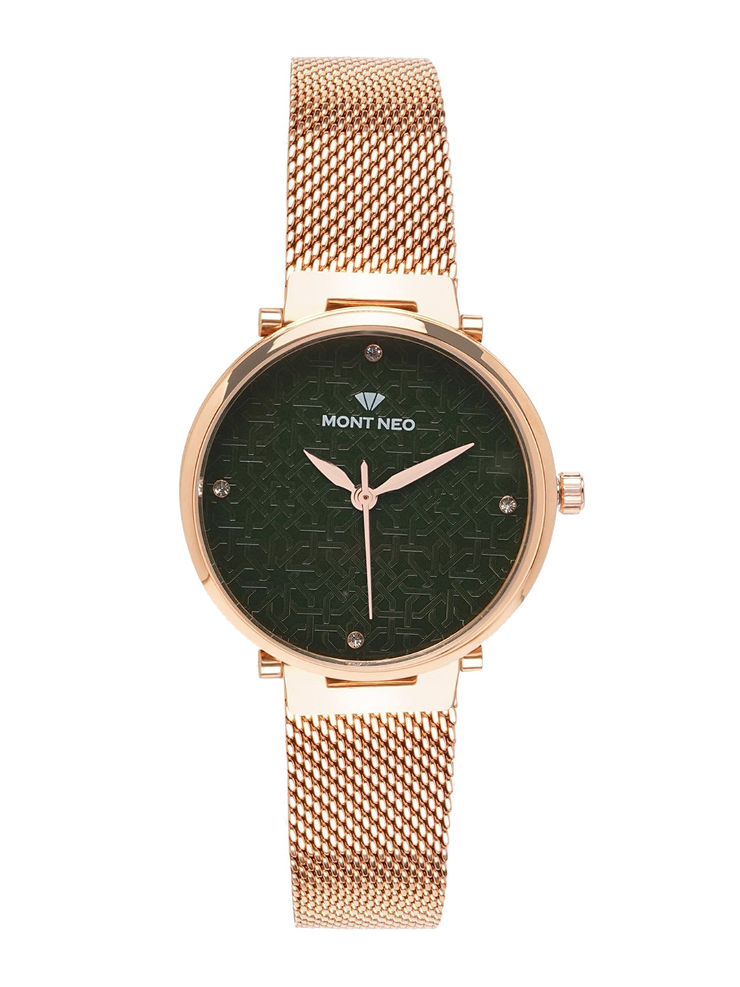 MONT NEO Women Textured Dial & Stainless Steel Straps Analogue Watch 9006T-B3314