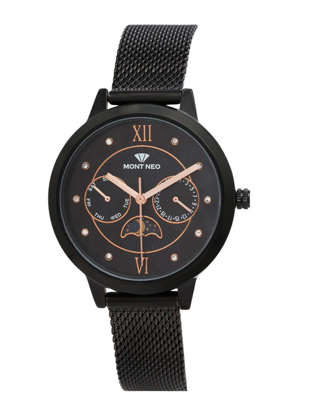 MONT NEO Women Embellished Dial & Bracelet Style Straps Analogue Watch 9003M-B4404