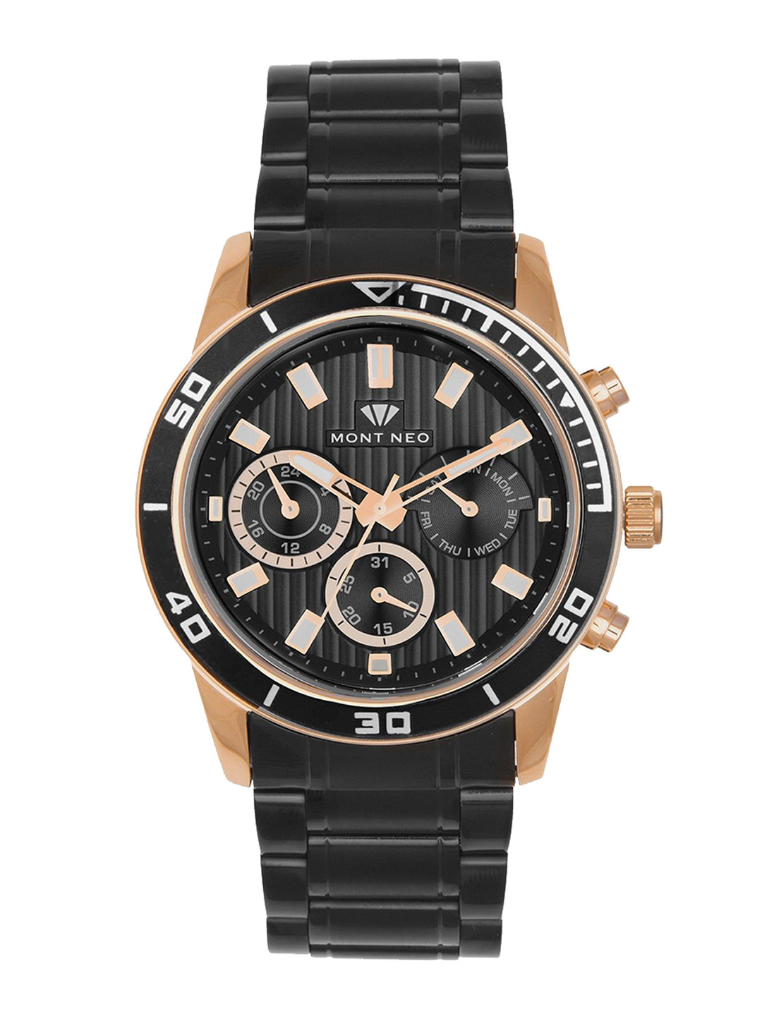 MONT NEO Men Embellished Dial & Stainless Steel Bracelet Style Watch 1036C-M3404