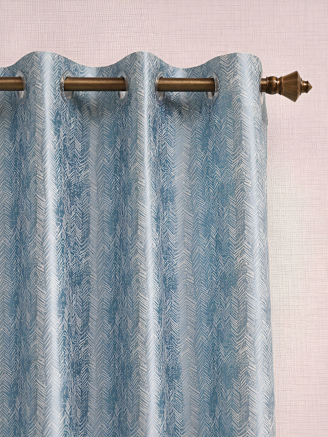 Ariana Blue & White Abstract Printed Room Darkening Window Curtain