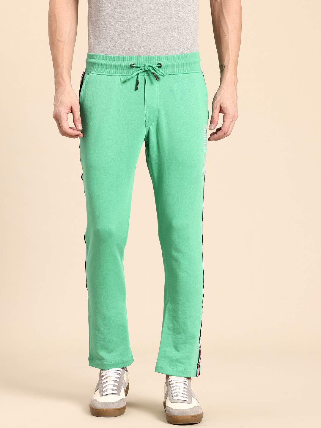 Being Human Men Pure Cotton Side Stripes Track Pants