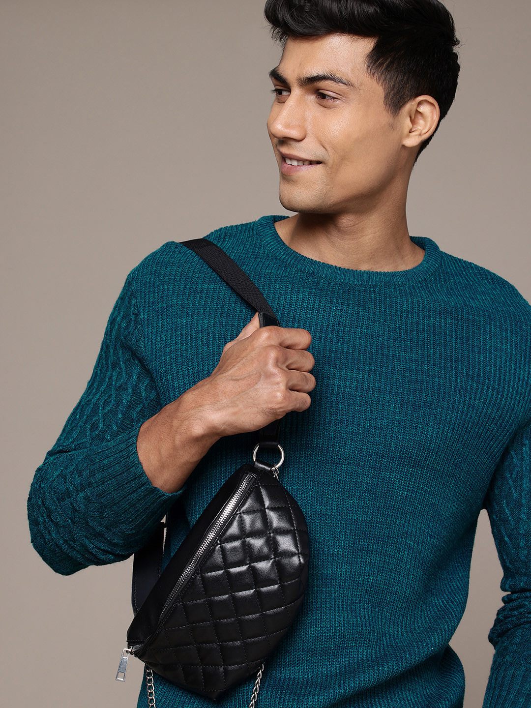 WROGN Round Neck Ribbed Sweaters