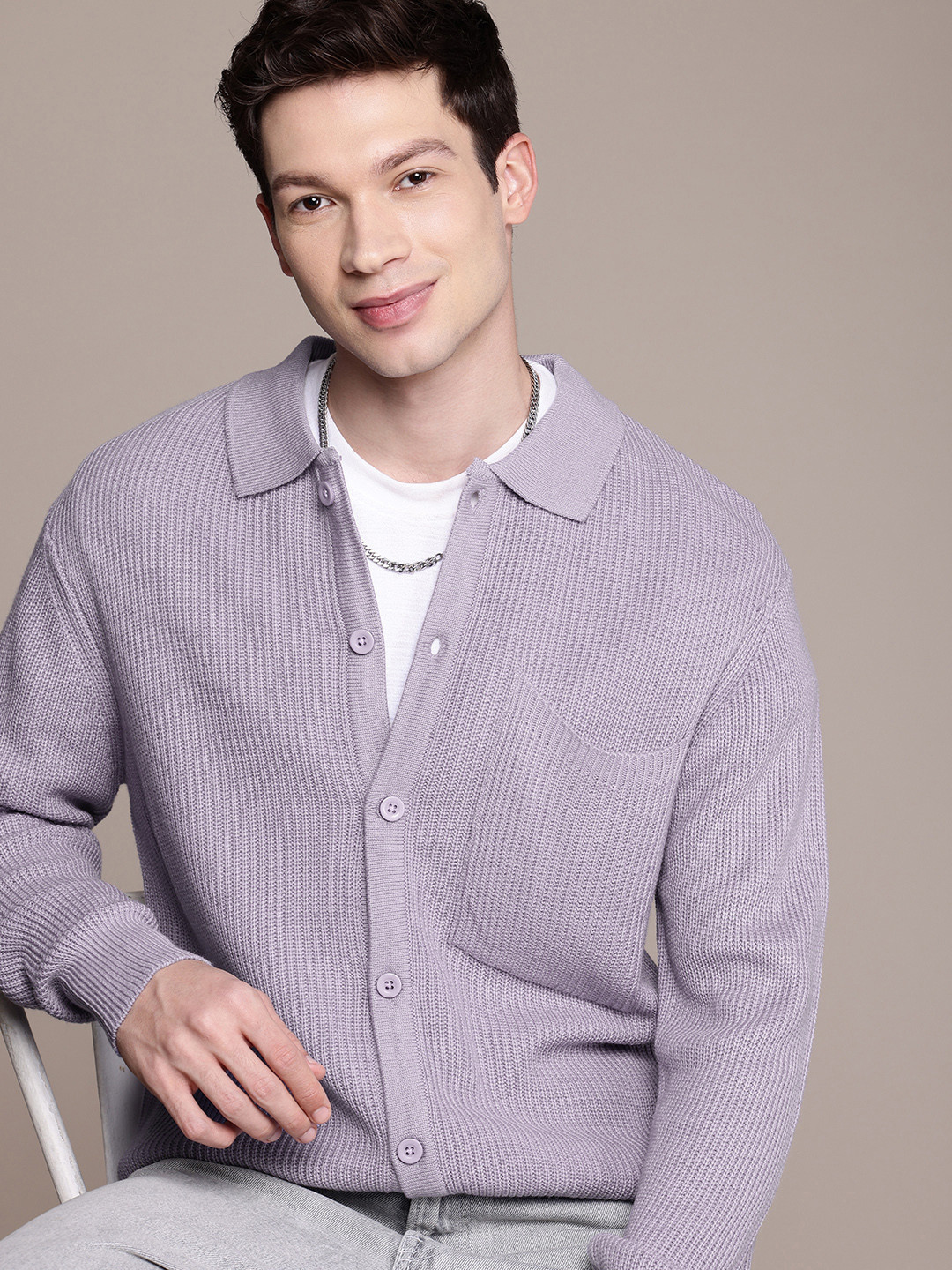 WROGN Self Design Comfort Fit Cardigan