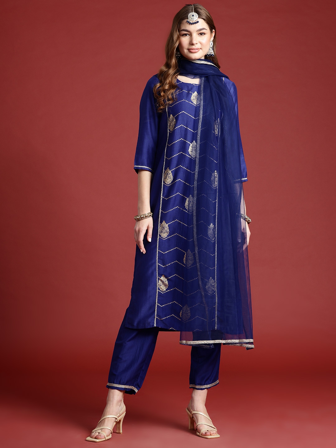 Anouk Women Ethnic Motifs Printed Regular Kurta With Trousers & Dupatta - Kurta Sets for Women 29581048 | Myntra