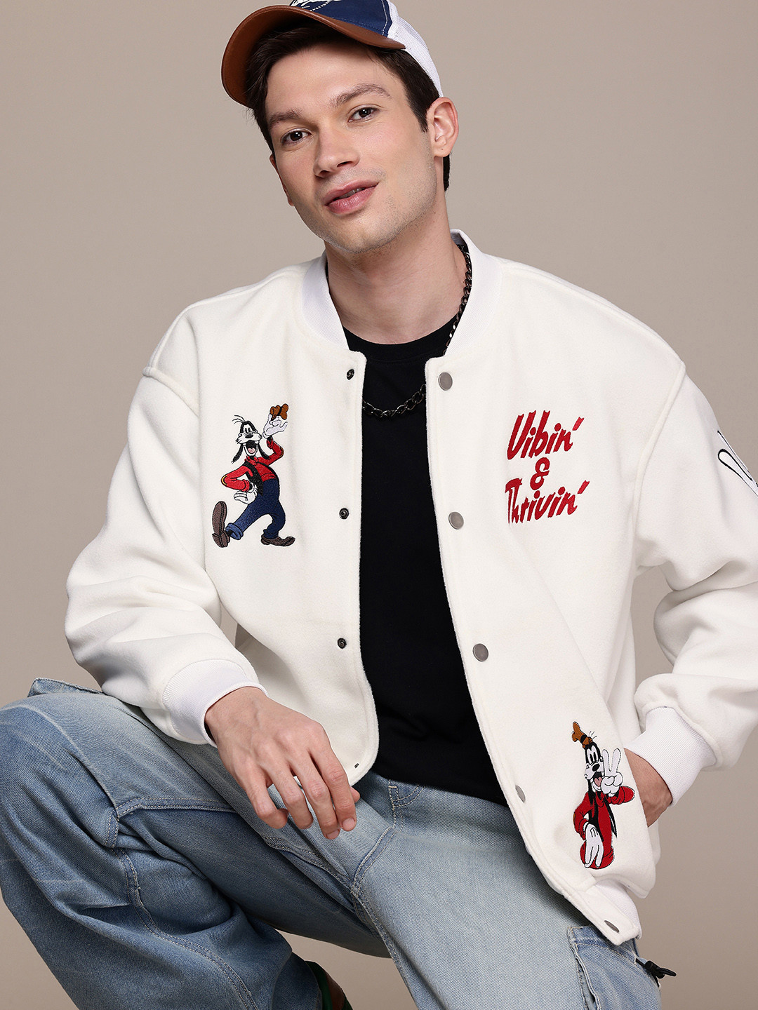WROGN Goofy Embroidered Oversized Bomber Jacket