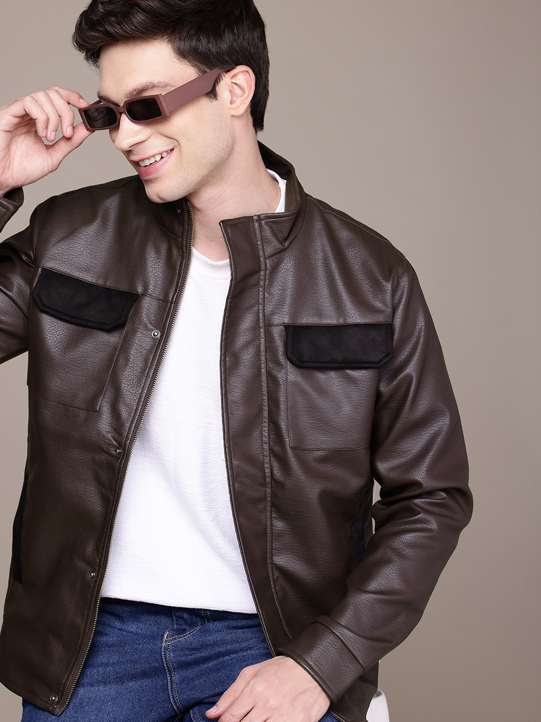 WROGN Mock Collar Biker Jacket