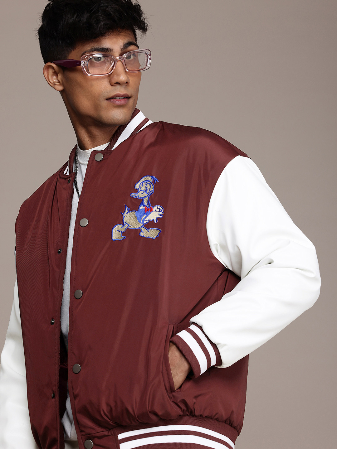 WROGN Relaxed Fit Donald Embroidered Varsity Jacket