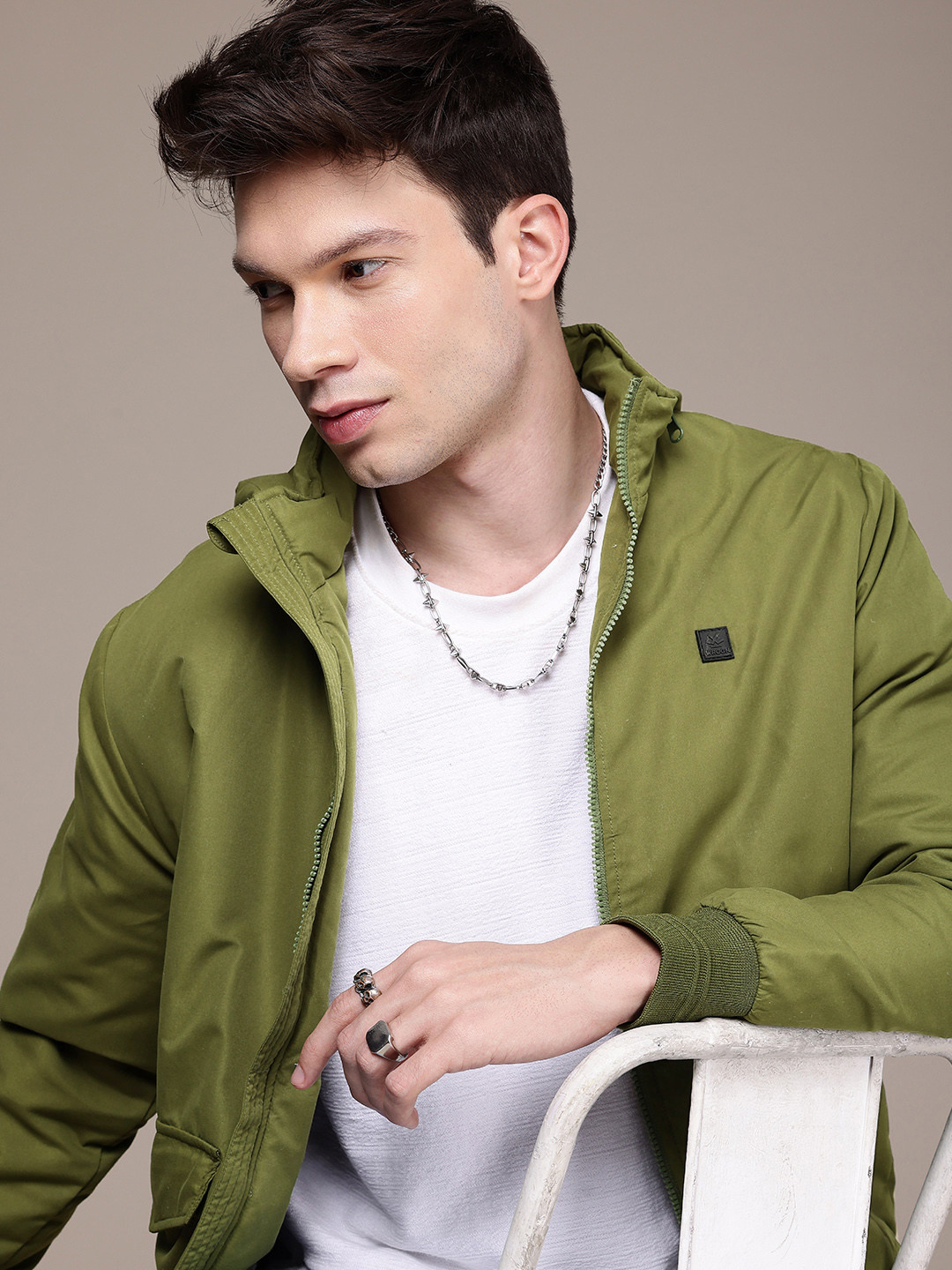 WROGN Hooded Slim Fit Padded Jacket