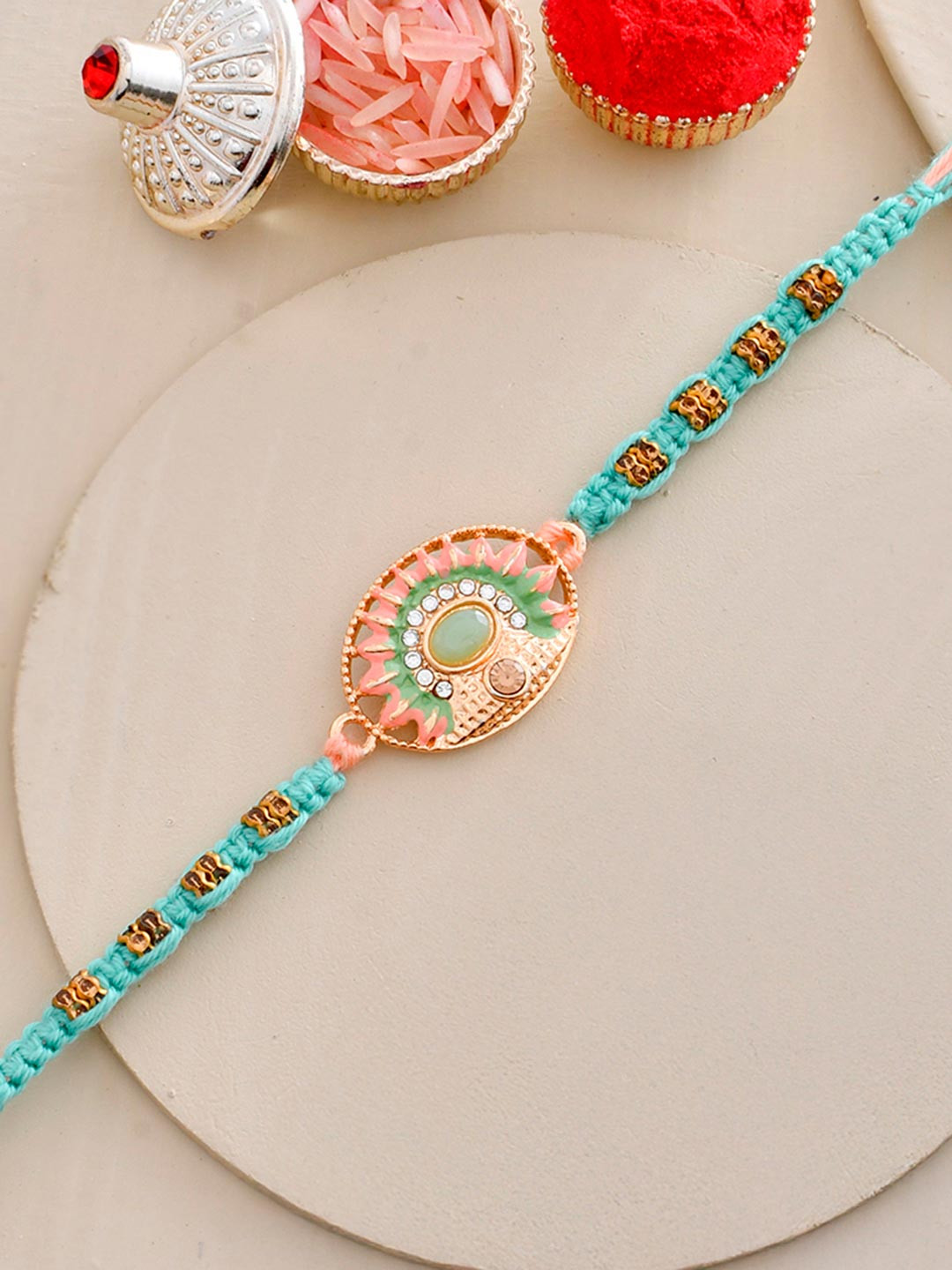 Men's Traditional Design Beaded Thread Rakhi For Brother