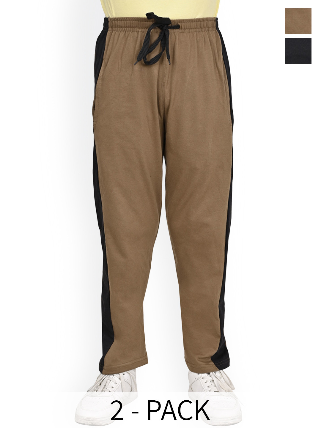 BAESD Boys Pack Of 2 Pure Cotton Mid Rise Side Panel Detail Track Pants