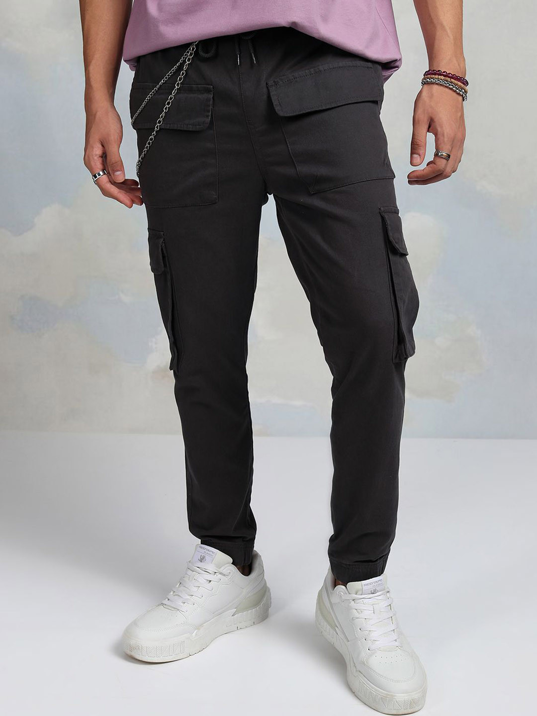 HIGHLANDER Men Joggers Cargo Pocket Trousers