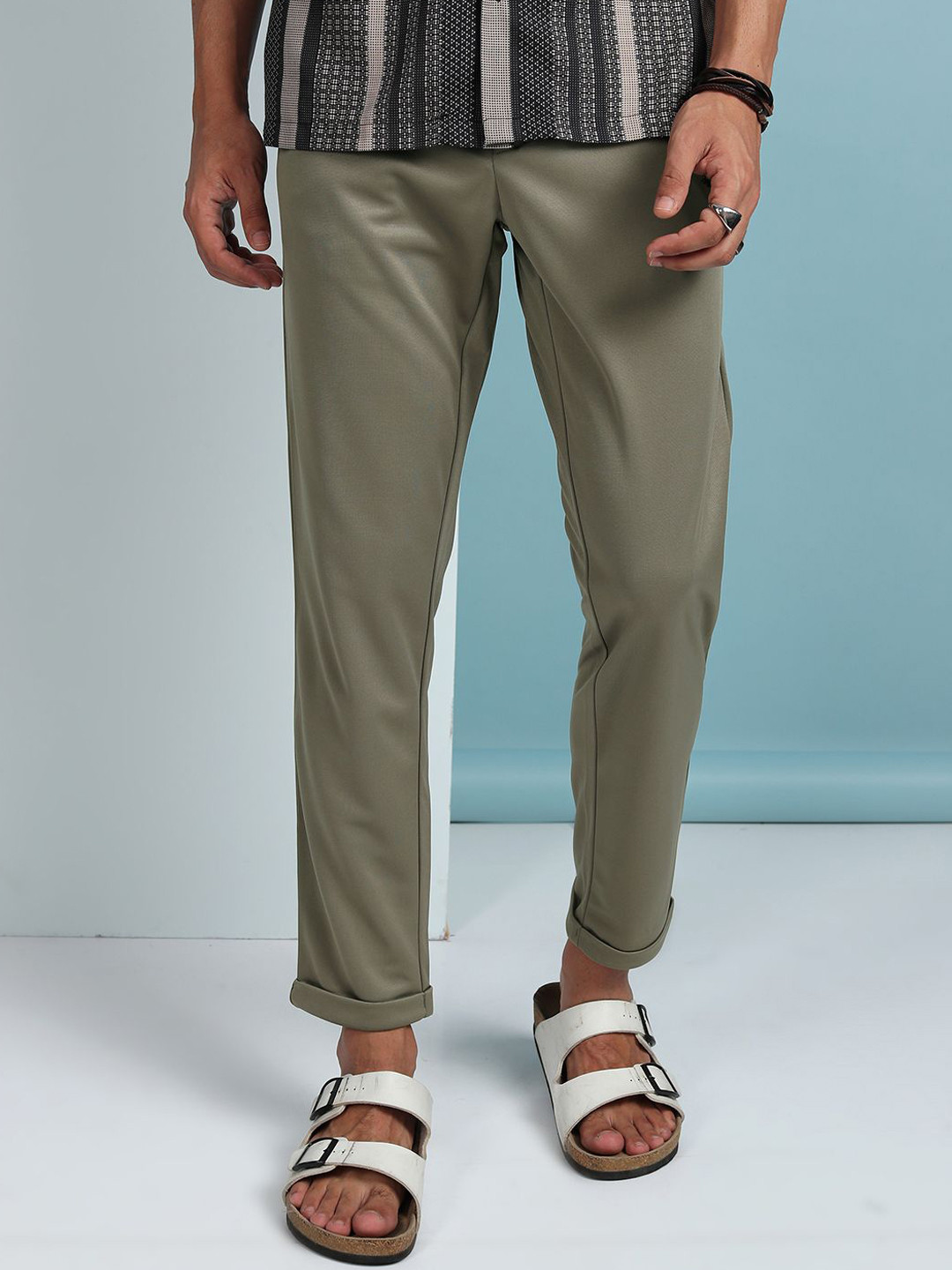 HIGHLANDER Men Knitted Slim Fit Chinos Trouser