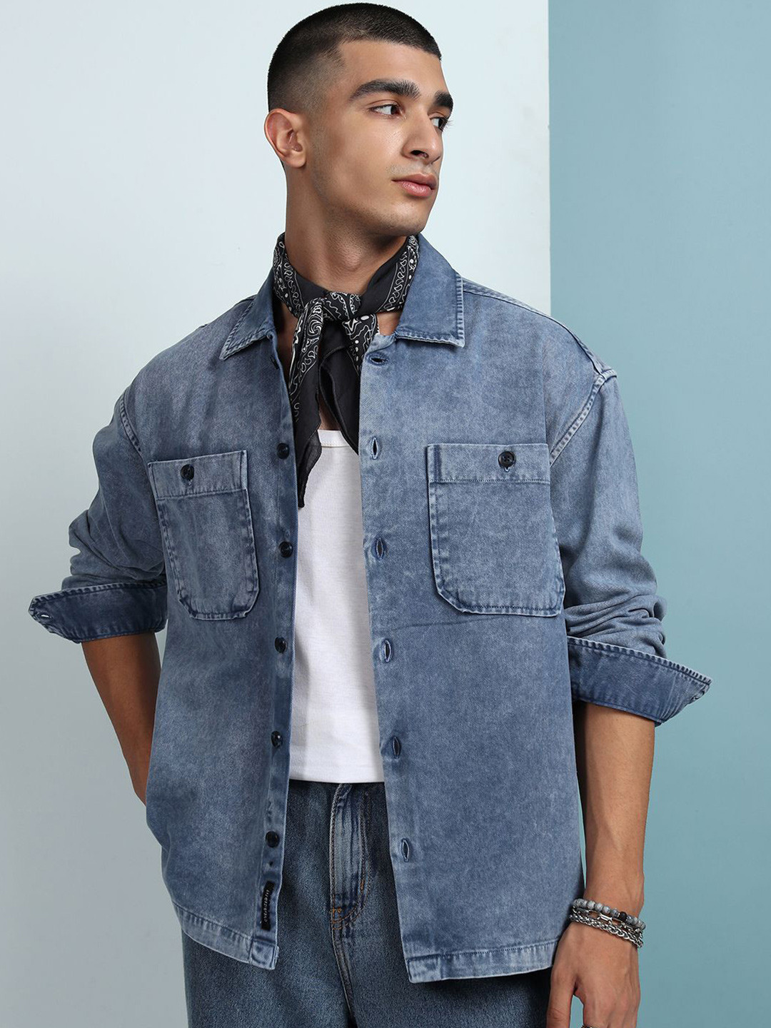 HIGHLANDER Men Regular Collar Full Sleeve Western Yoke Overshirt