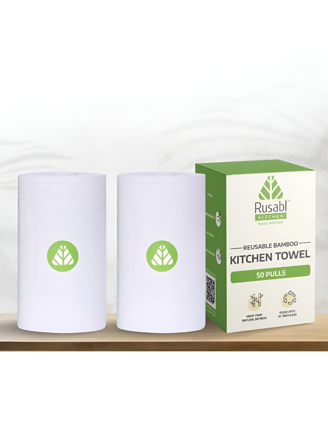 Rusabl White Reusable Kitchen Towels Pack Of 2