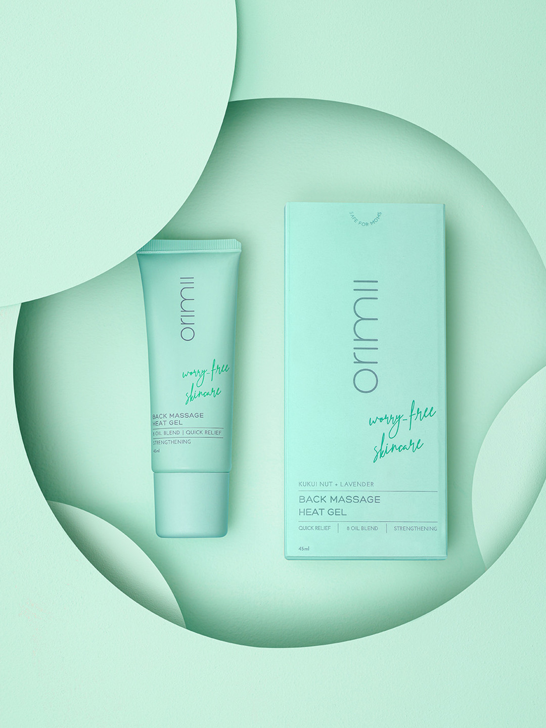 Orimii Back Massage Heat Gel with Natural Oils for Pain Relief - Pregnancy Safe- 45ml