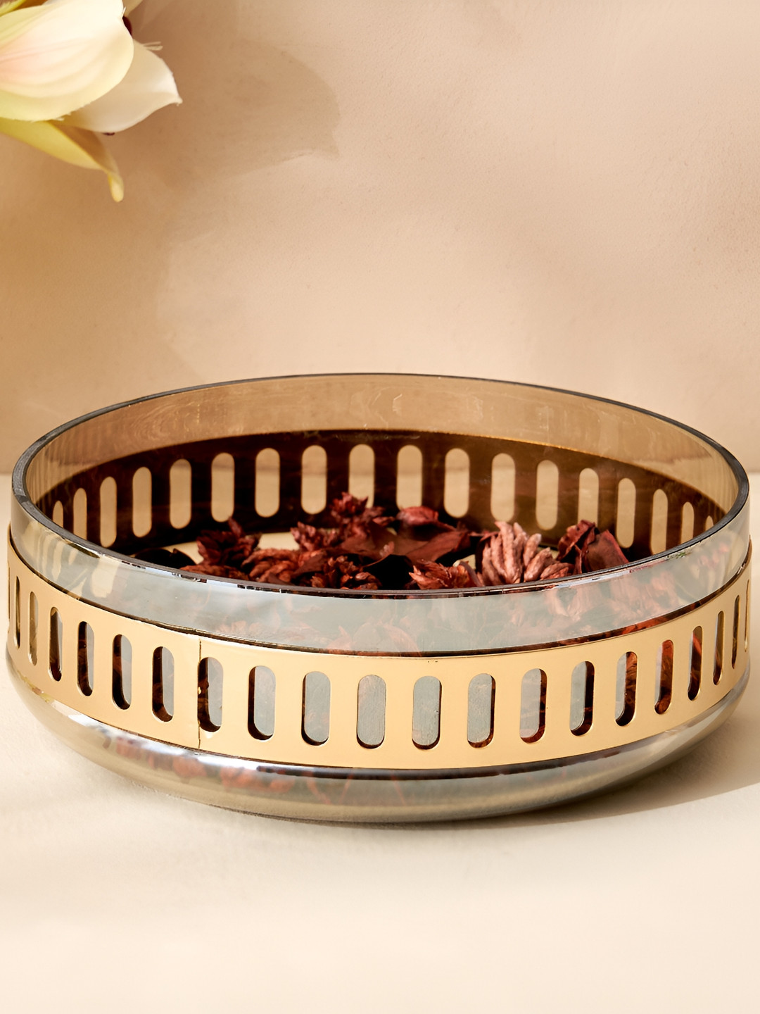 Home Centre Leon Otto Etched Transparent Glass Decorative Bowl