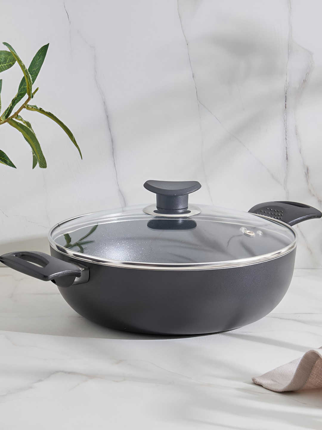Home Centre Unisex Fiona Sebron Aluminium Non-Stick Kadhai with Lid