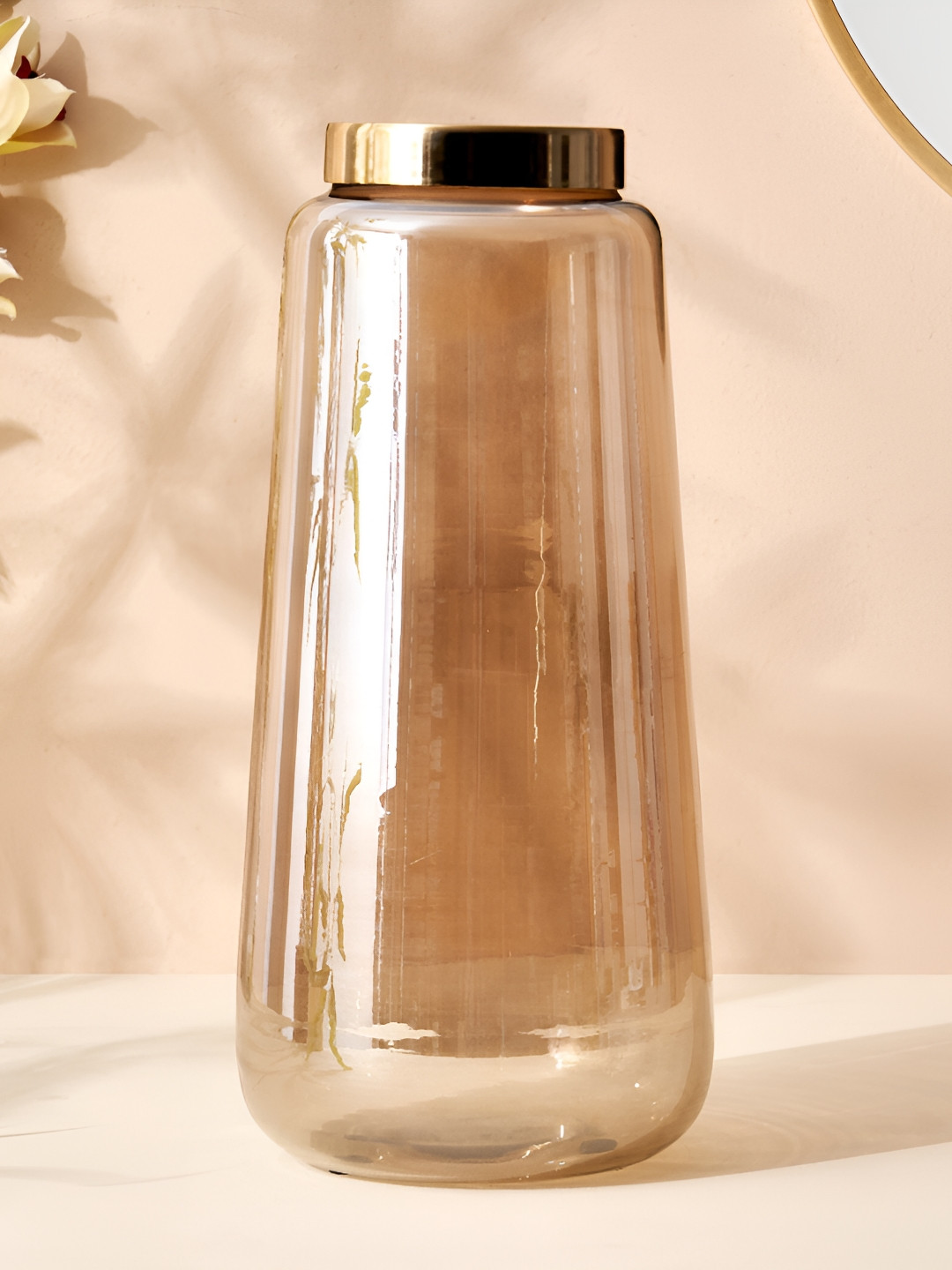 Home Centre Leon Rims Glass & Metal Tapered Tabletop Vase