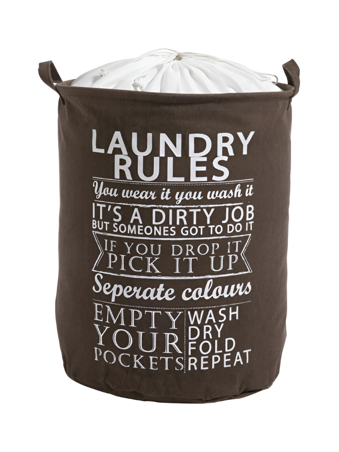 HOKIPO Brown Printed Foldable Round Basket Laundry Bag-63L