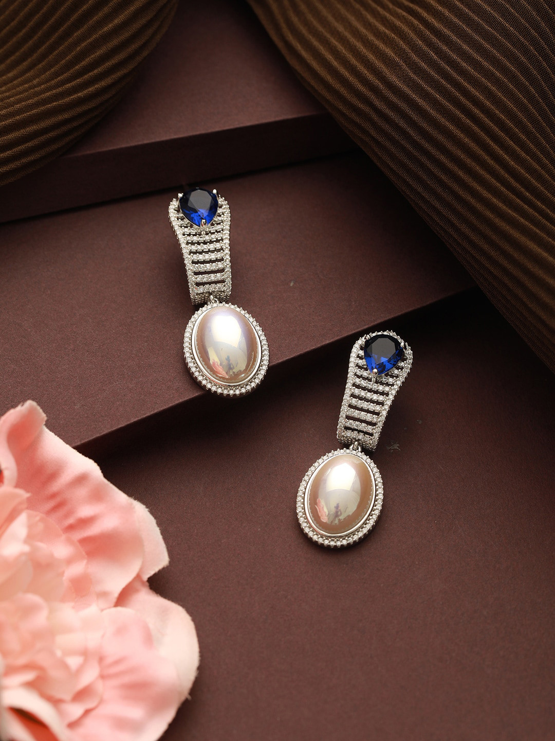 Saraf RS Jewellery Contemporary Studs American Diamond Earrings