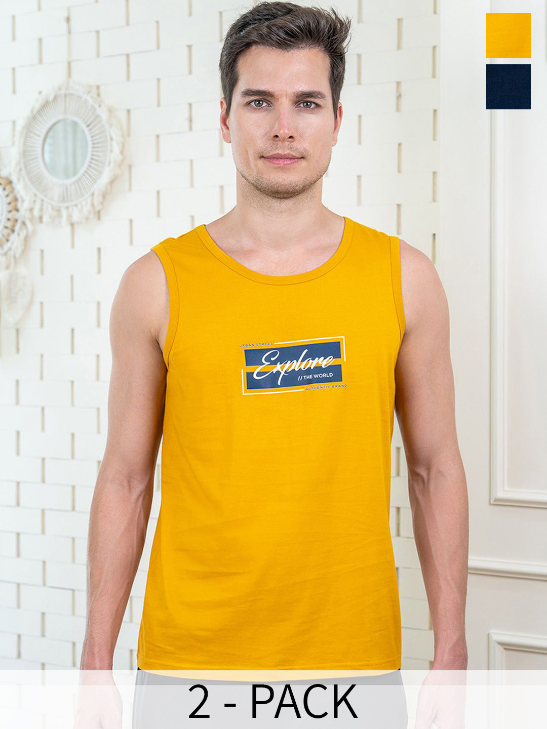 Lux Cozi Pack Of 2 Printed Combed Cotton Lounge T-Shirts