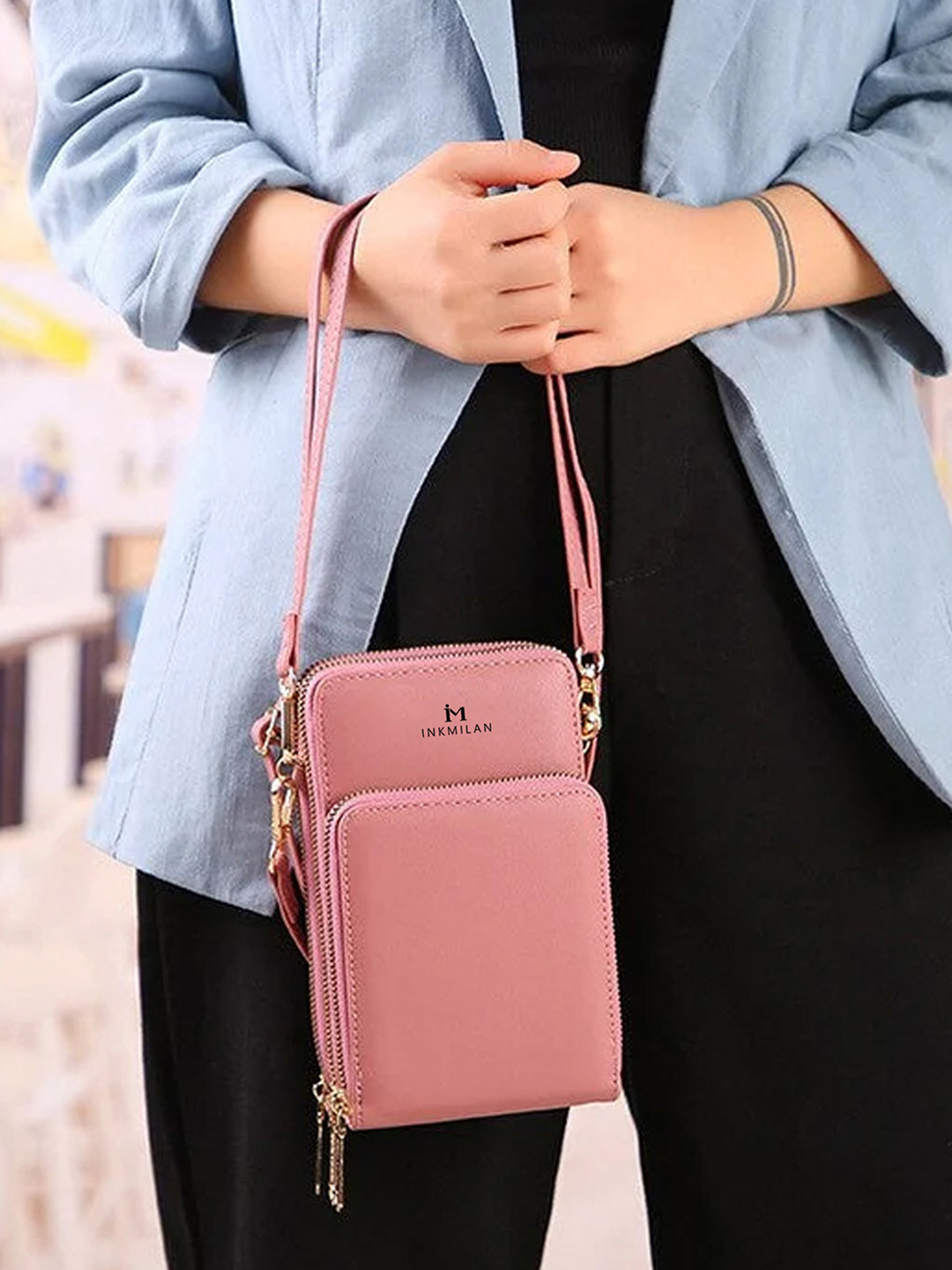 INKMILAN Solid PU Structured Sling Bag