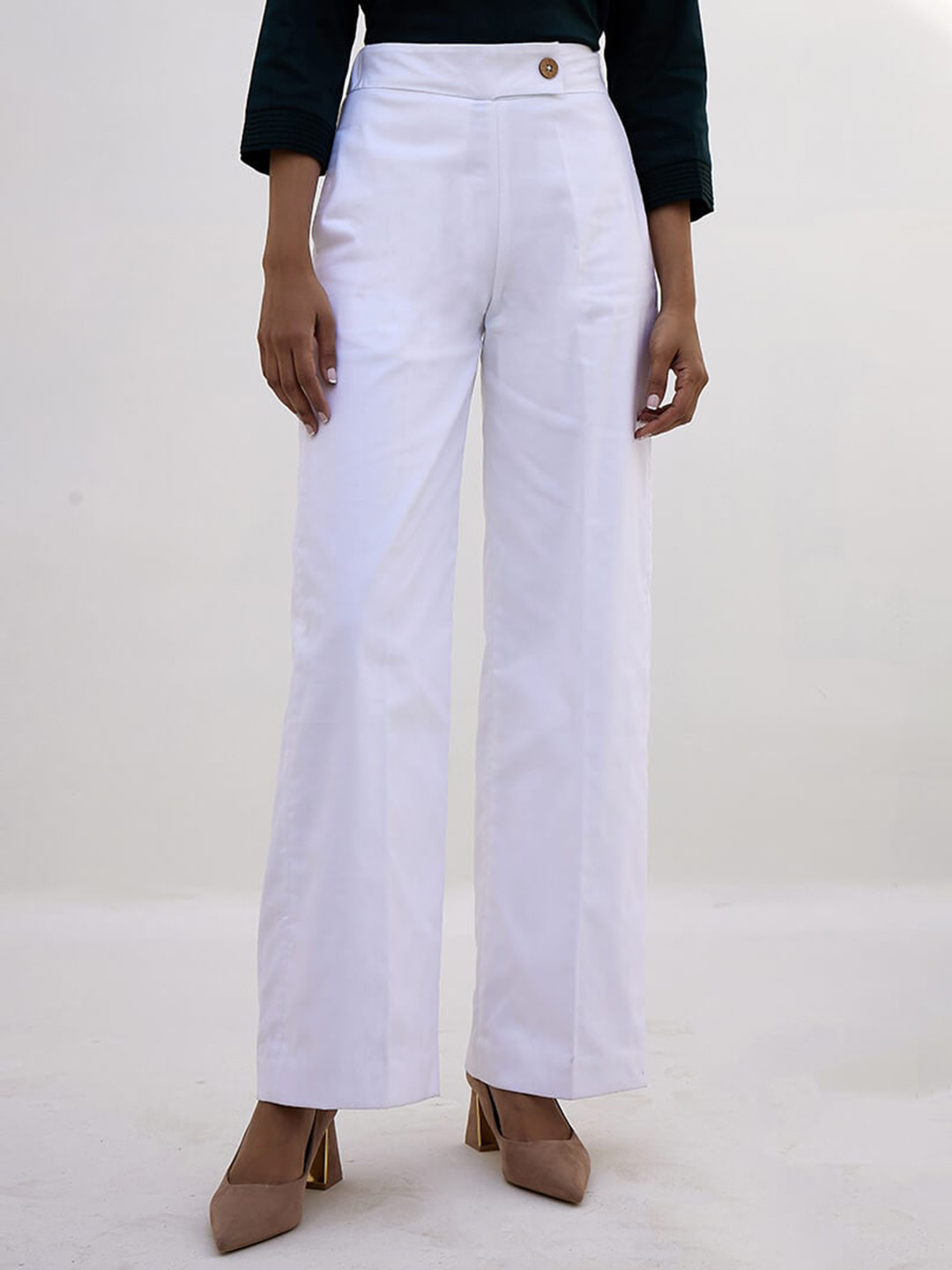 SALT ATTIRE Women Tailored Loose Fit Mid-Rise Regular Trousers
