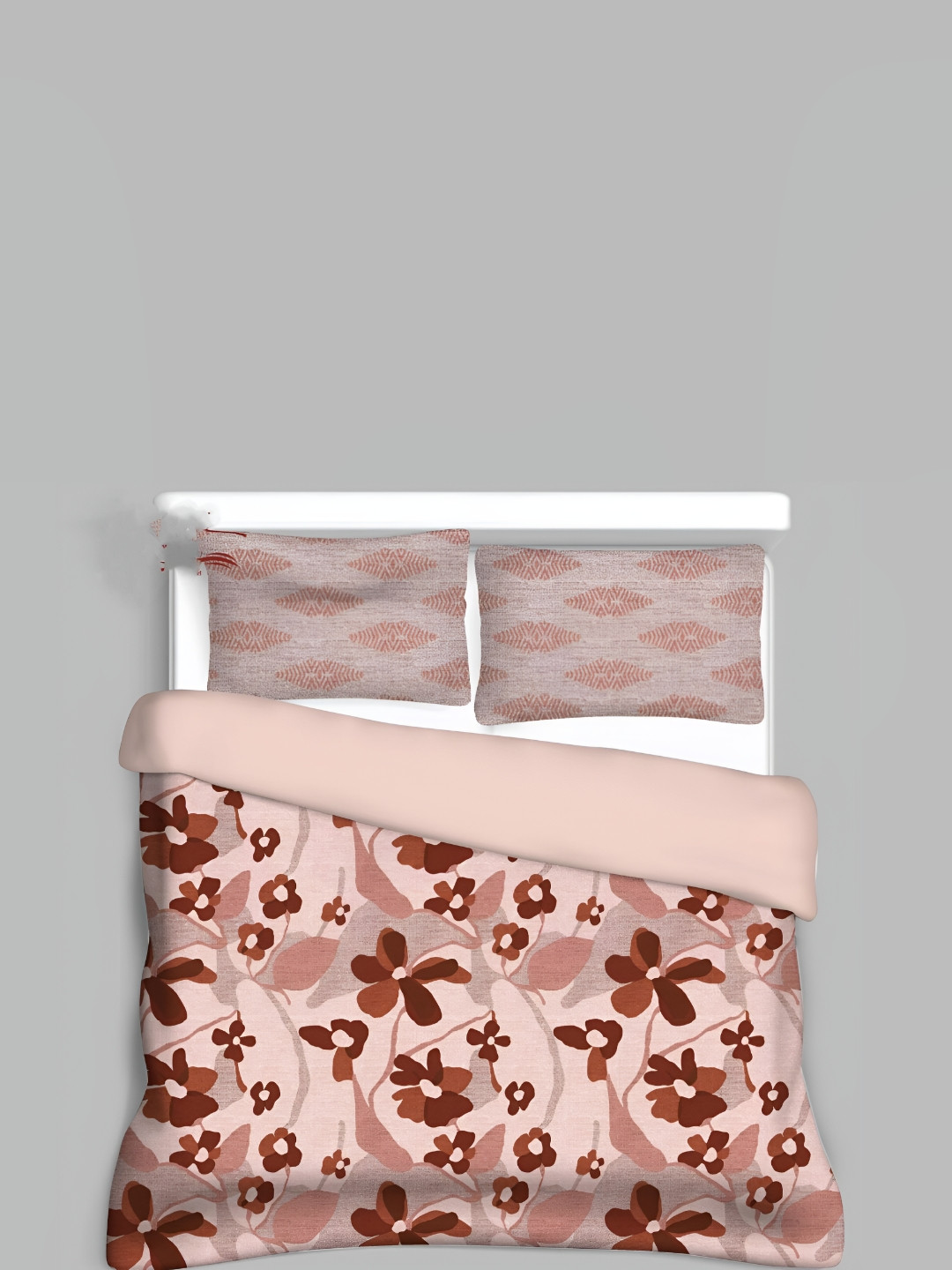 Signature Pink Floral Cotton 210 TC Queen Fine Bedsheet with 2 Pillow Covers-89 x 98 inches