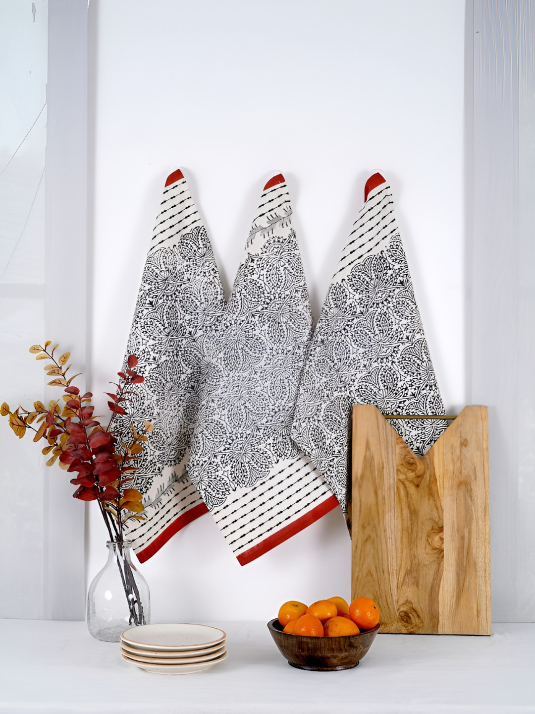 Ratan Cart Printed Cotton Kitchen Towels Pack Of 3