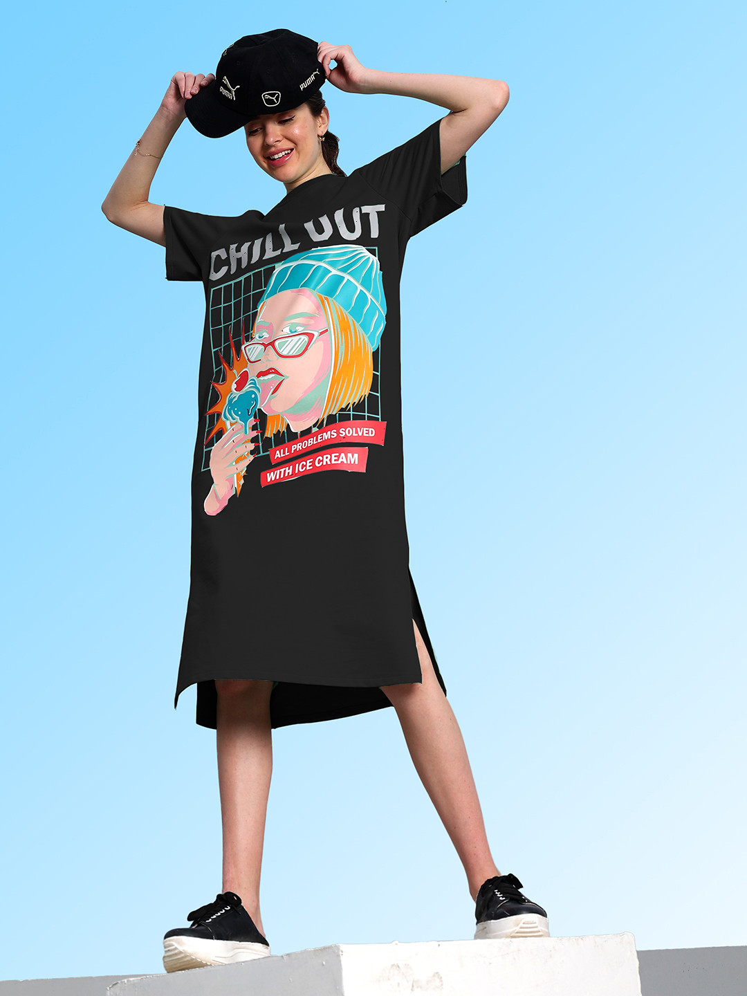 Athena Printedd T-shirt Dress