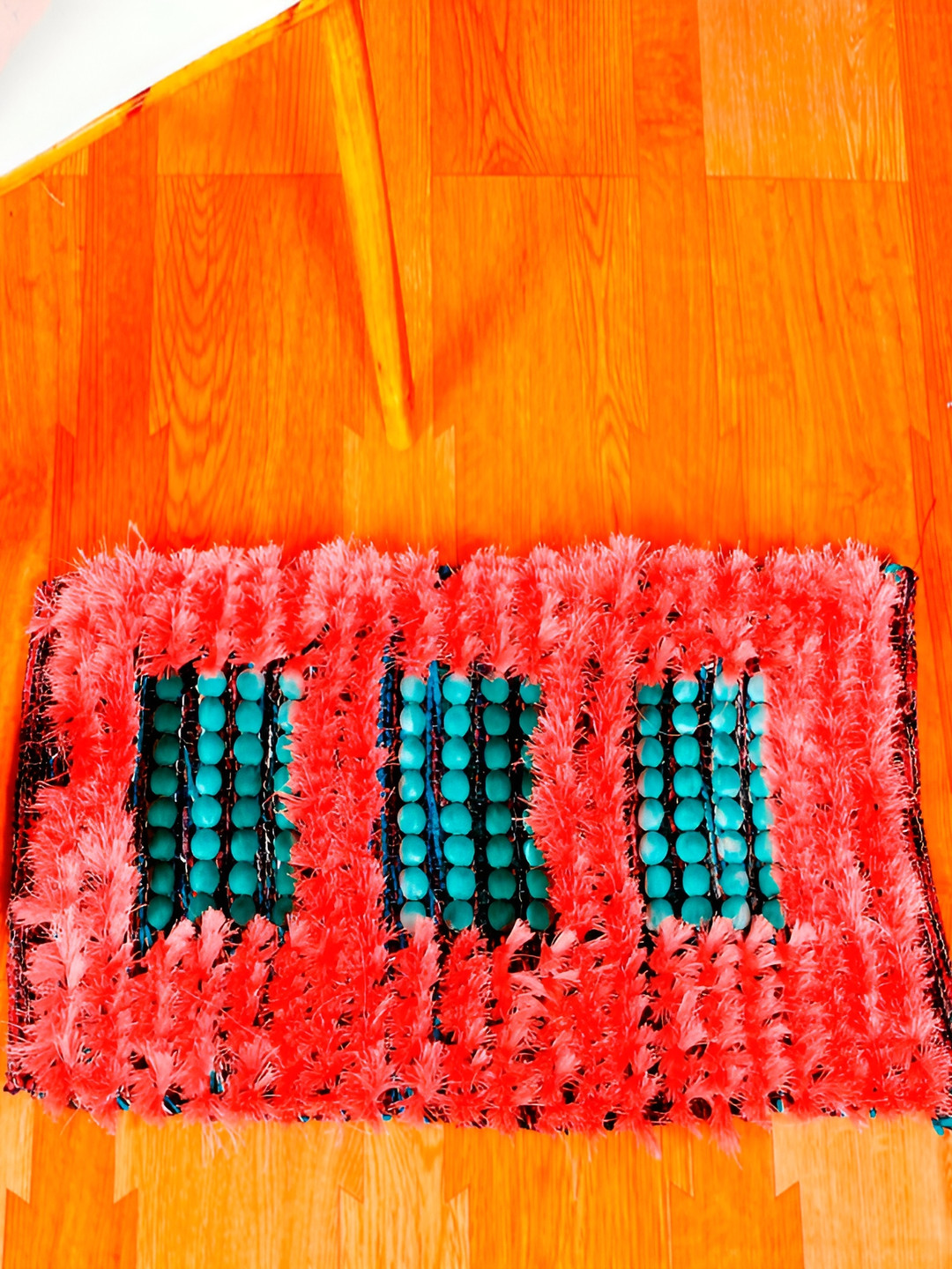 HANDICRAFT PALACE Red & Brown Acrylic Soft Non Woven Rectangular Anti-Skid Doormat