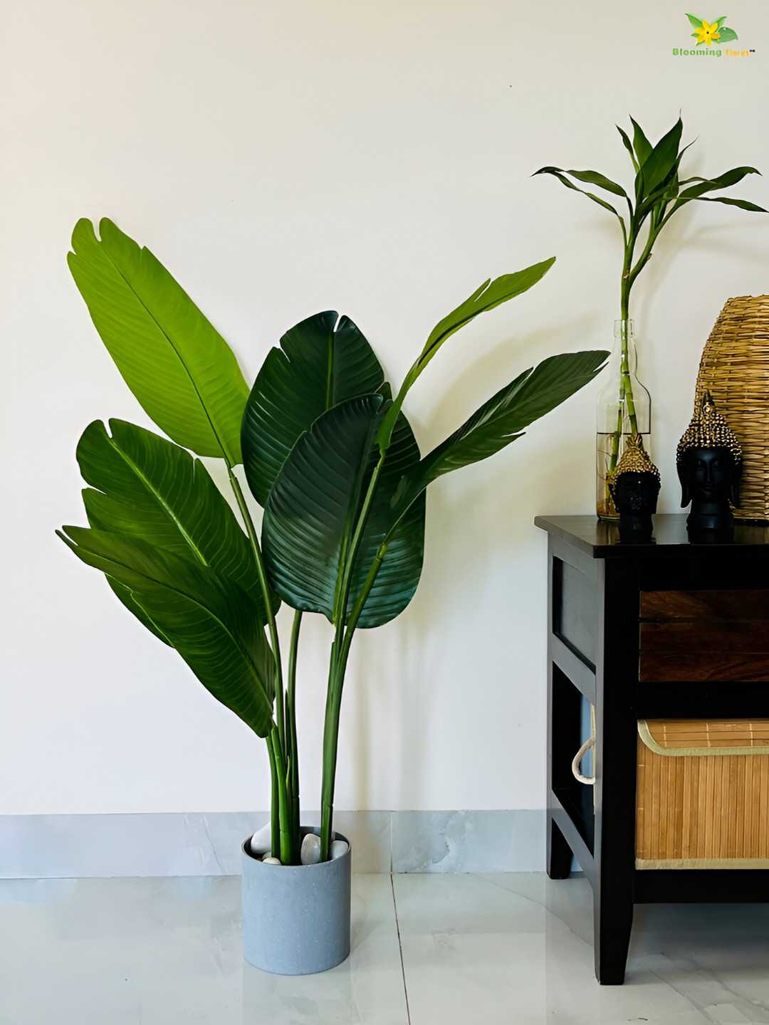 Blooming Floret Green Non-Hanging Artificial Plant With Pot