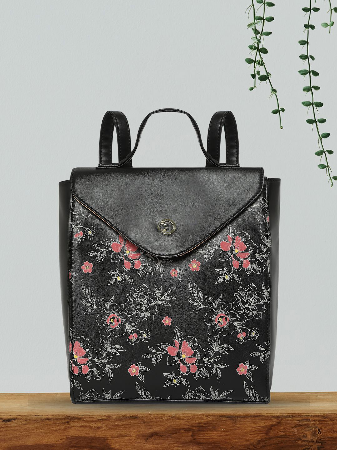 Caprese Snow Women Black Medium Backpack